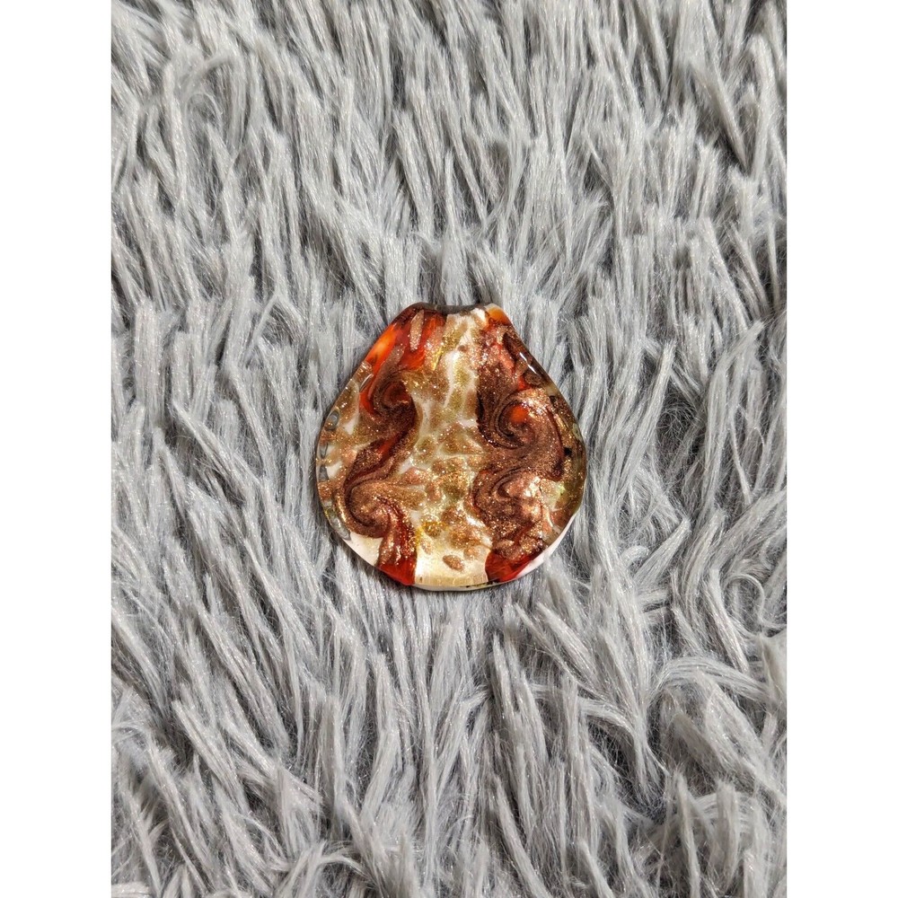 Art Glass Round‎ Shaped Pendant Choker Red Gold Jewelry Artisan Murano Style
